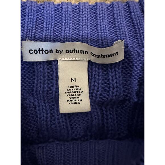 Autumn Cashmere Colbalt Blue Sleeveless Cable Knit Sweater Top Size M Preppy - Picture 5 of 5